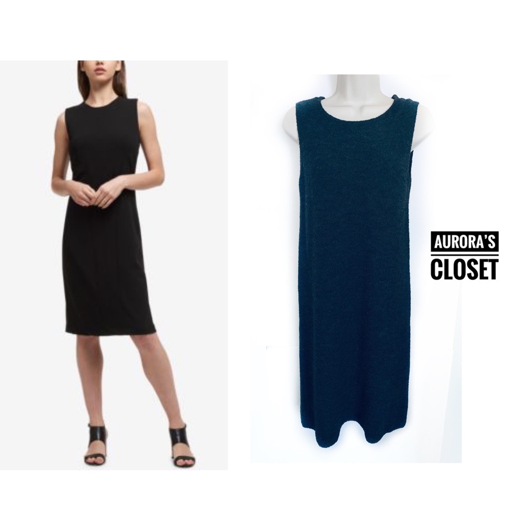 VTG DKNY S Black Wool Sweater Dress Column Sleeveless